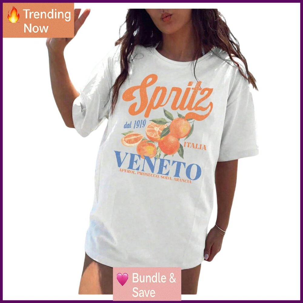 Oversized Fruit Graphic Tee Polyester Elastane Sh… - image 1